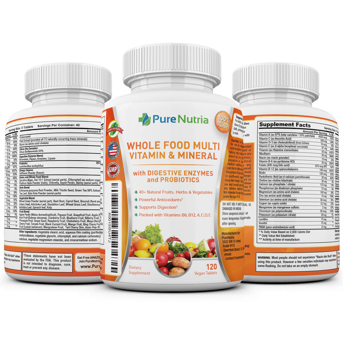 Flacon de PureNutria avec capsules sur une table