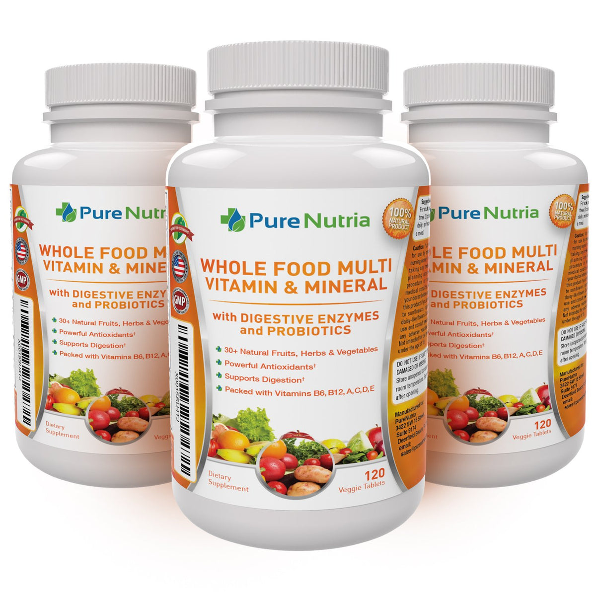 Flacon de PureNutria Multivitamines avec fruits et légumes