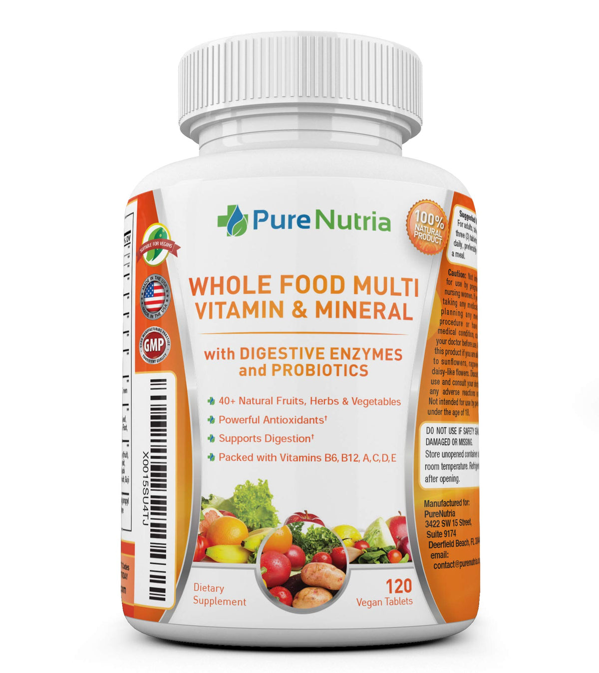 Flacon de PureNutria Multivitamines Complètes 120 Capsules