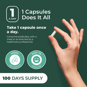 Flacon de PurePremium Saw Palmetto 500mg ouvert avec capsules visibles