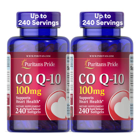 Flacon de Puritan's Pride Coenzyme Q10 100mg, 240 gélules, vue avant