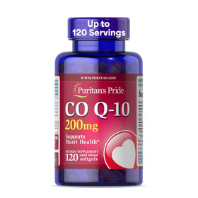 Flacon de Puritan's Pride Coenzyme Q10 200mg, 120 gélules à libération rapide