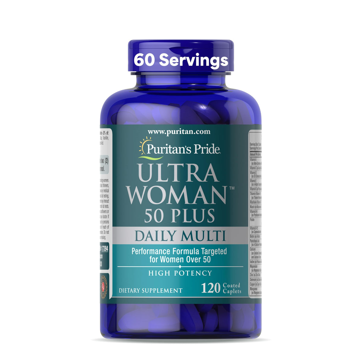 Flacon de Puritan's Pride Multivitamine Ultra Woman 50+ avec 120 capsules