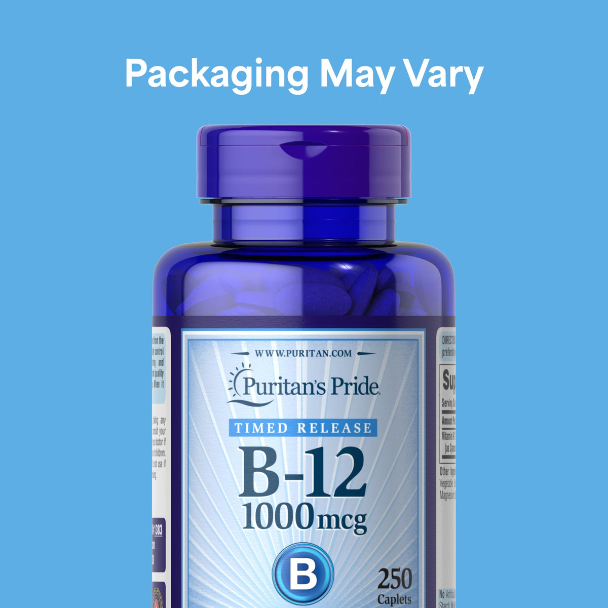 Flacon de Puritan's Pride Vitamine B-12 1000mcg avec étiquette