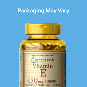Flacon de Puritan's Pride Vitamine E 450mg avec étiquette