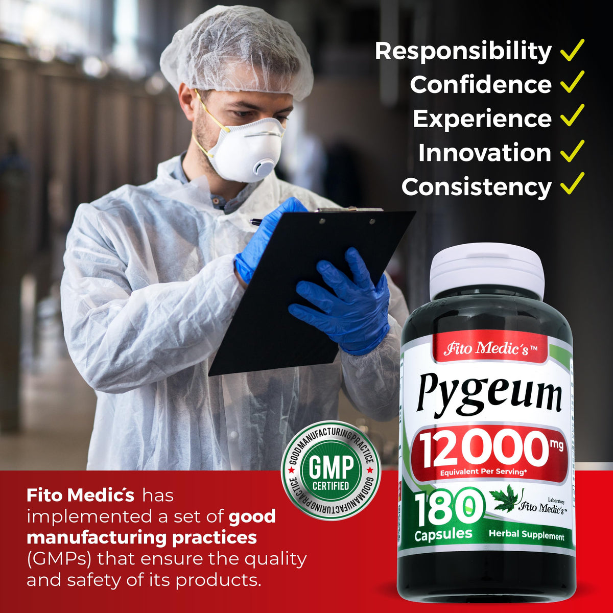 Flacon de Pygeum FITO MEDIC'S avec capsules visibles
