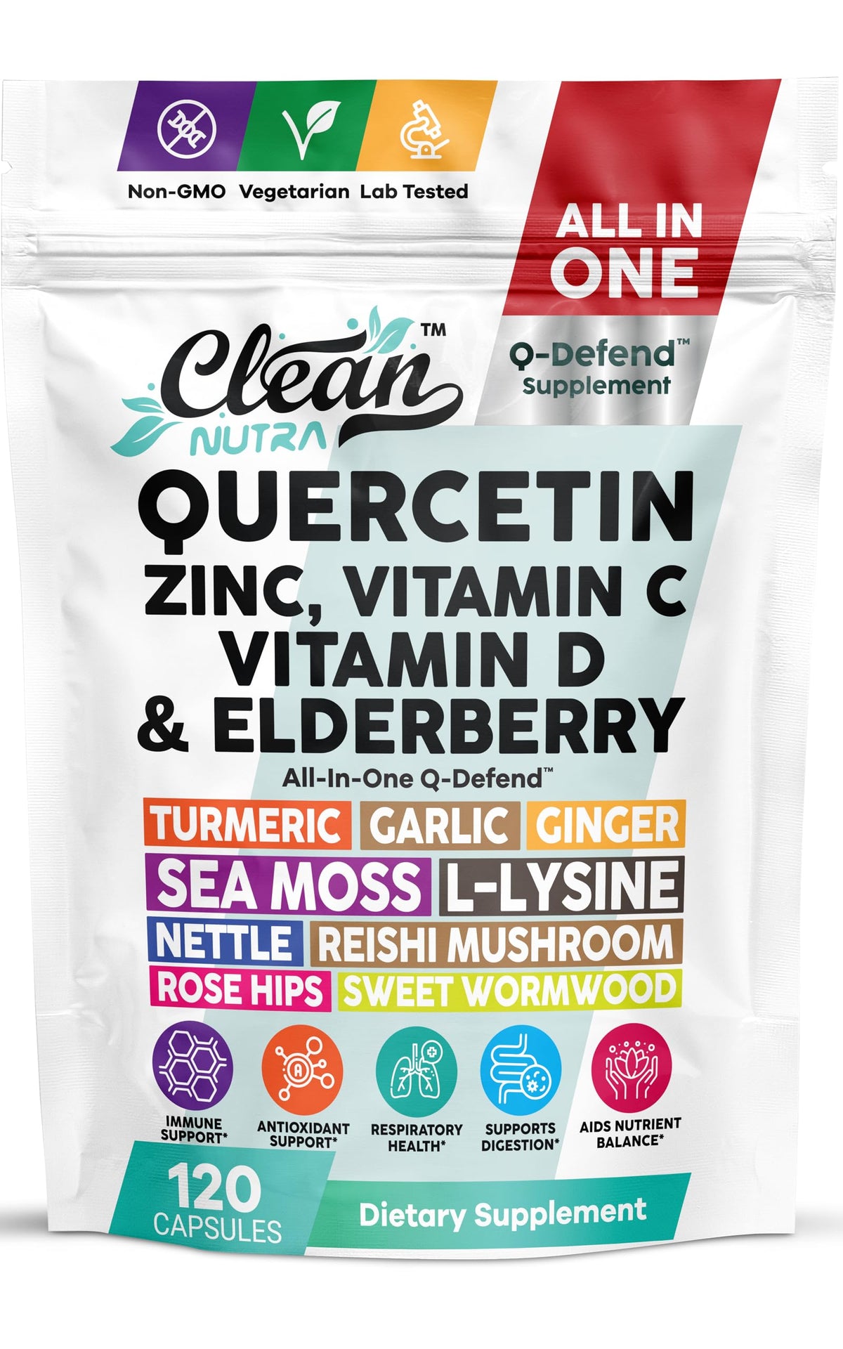 Flacon de Q Defend de Clean Nutraceuticals avec 120 capsules