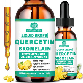 Flacon de Quercétine avec Bromélaïne de WellVeraVida, format liquide