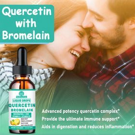 Flacon de Quercétine avec Bromélaïne sur une table en bois