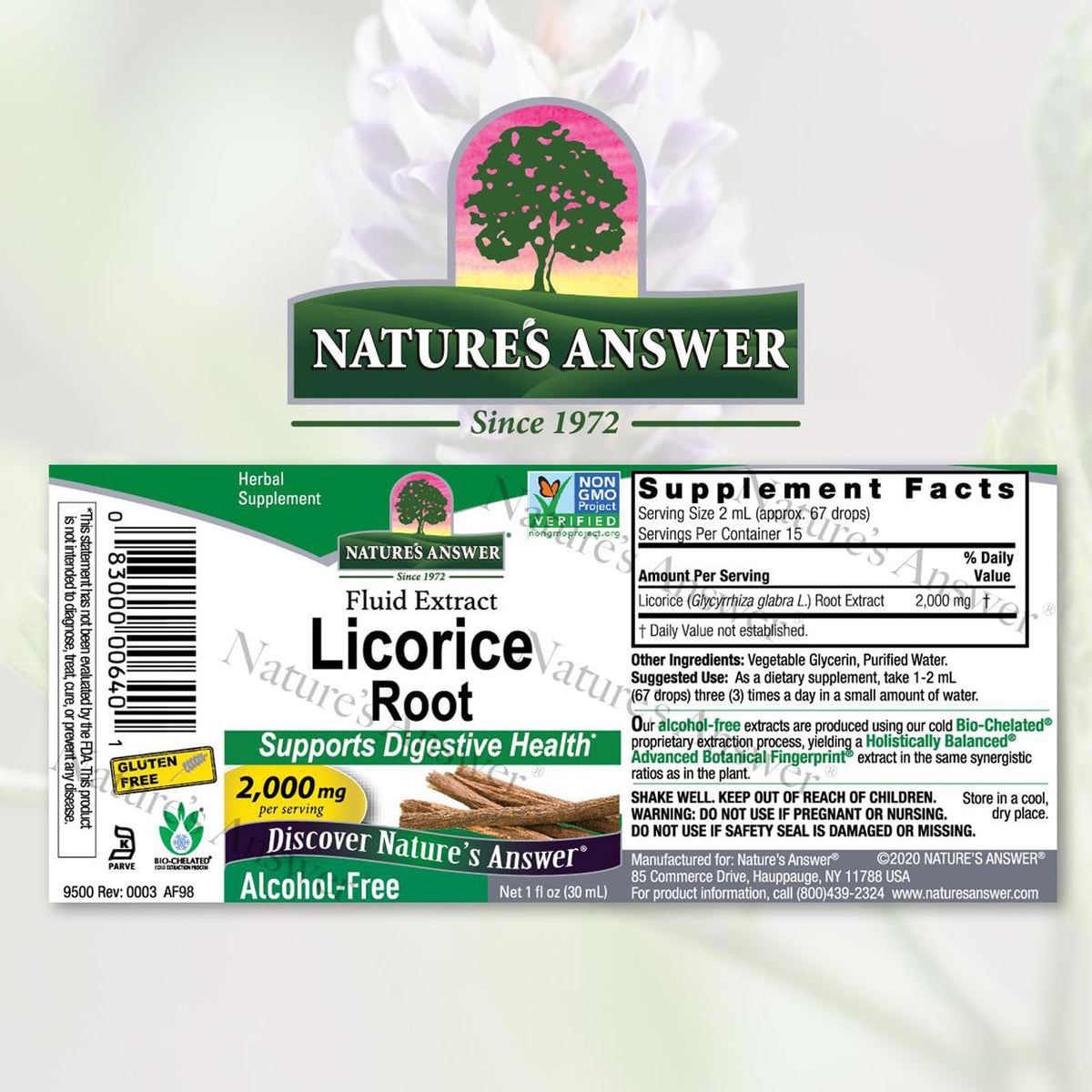 Flacon de racine de réglisse Nature's Answer avec compte-gouttes