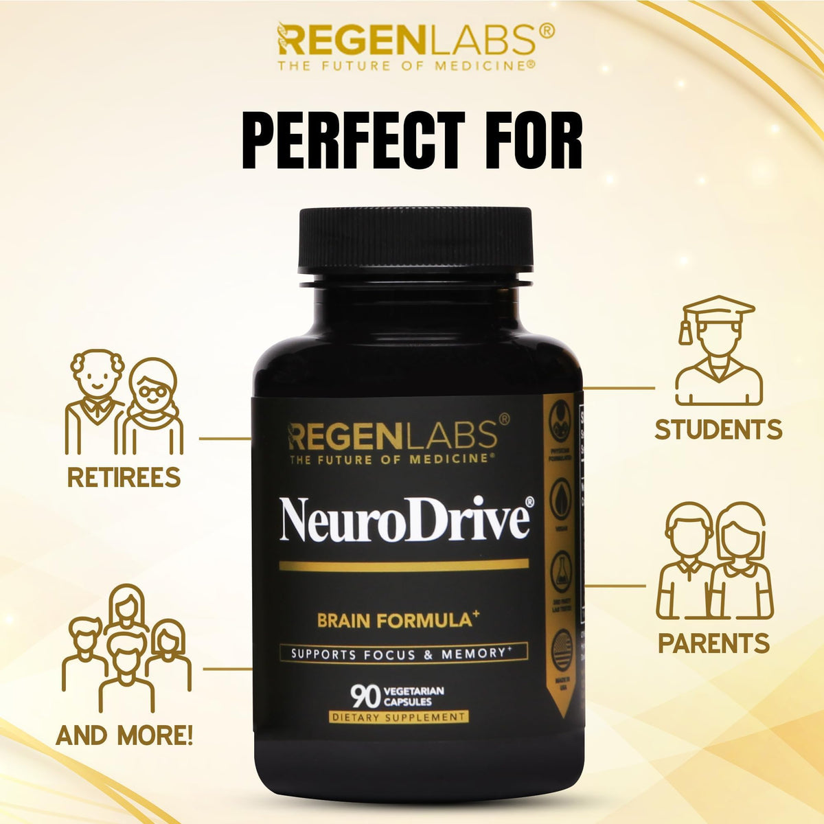 Flacon de Regen Labs NeuroDrive avec étiquette visible