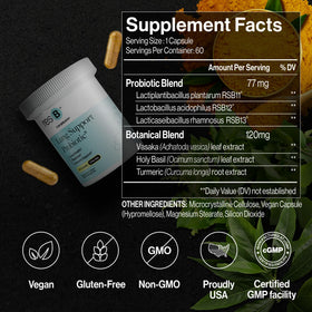 Flacon de ResBiotic Complément Alimentaire Probiotique avec étiquette visible