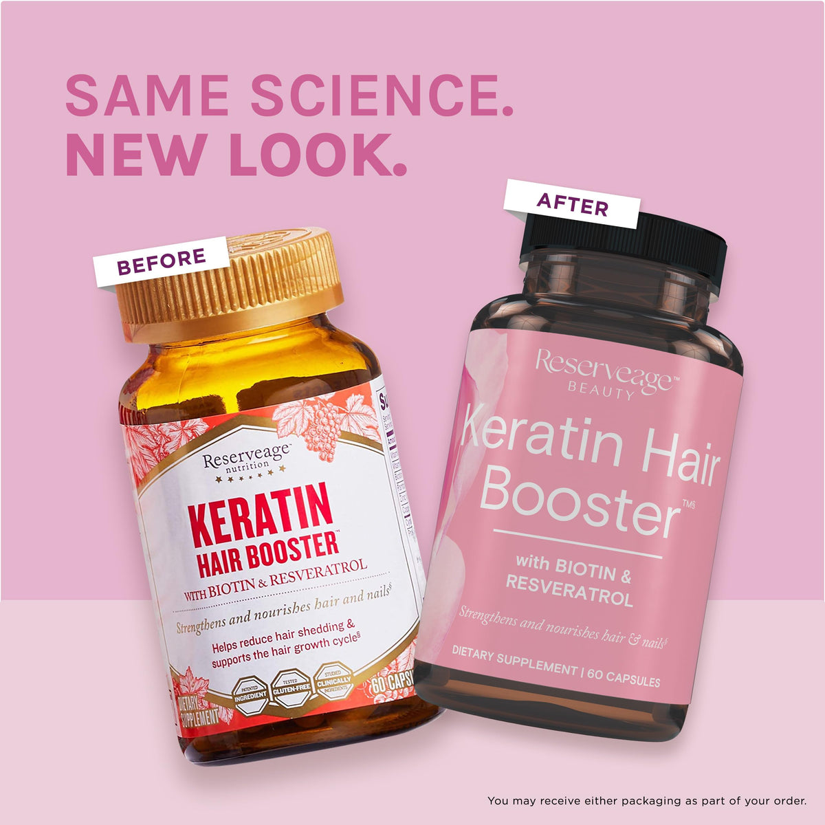 Flacon de Reserveage Nutrition Keratin support ouvert