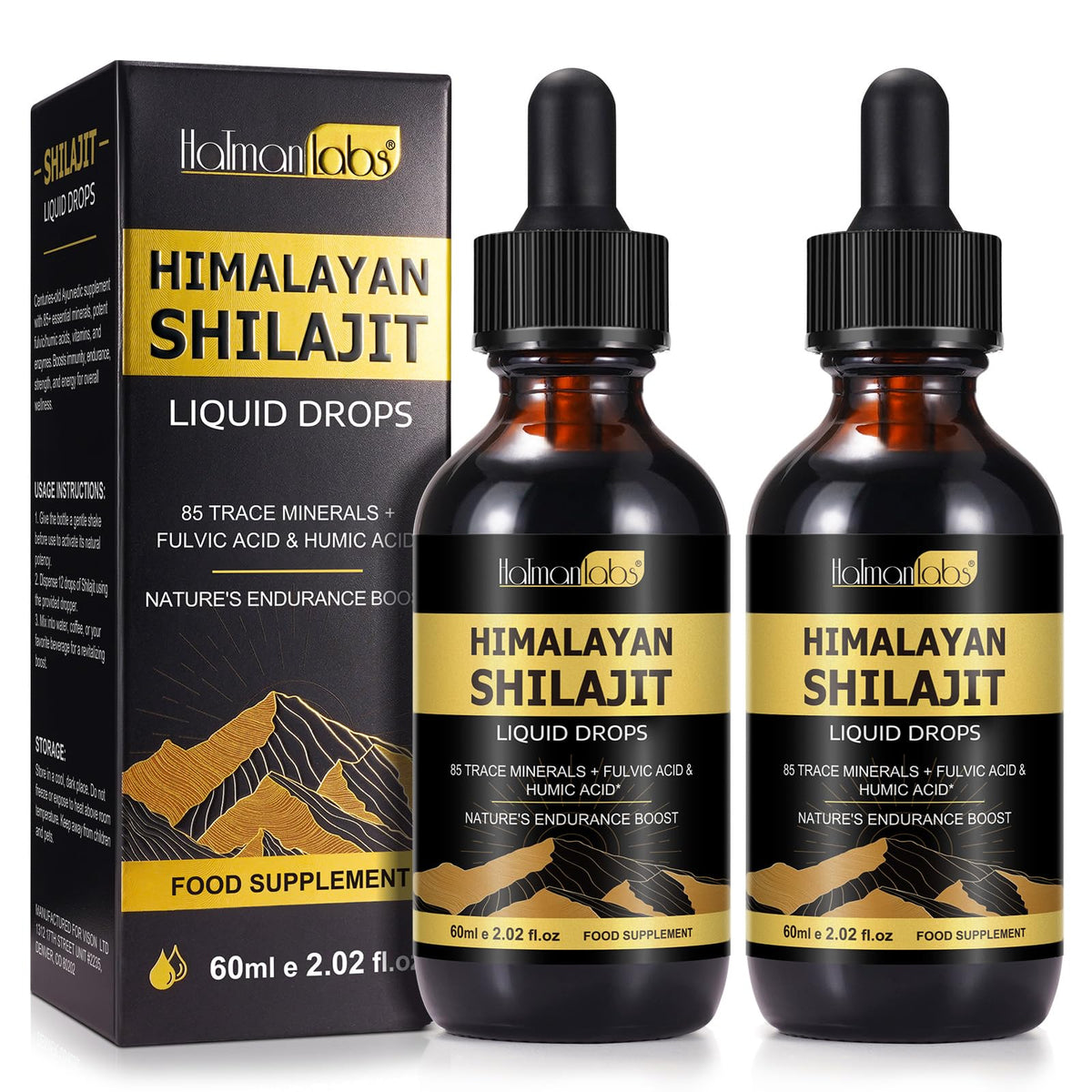 Flacon de résine organique de Shilajit Himalayen, 60 ml