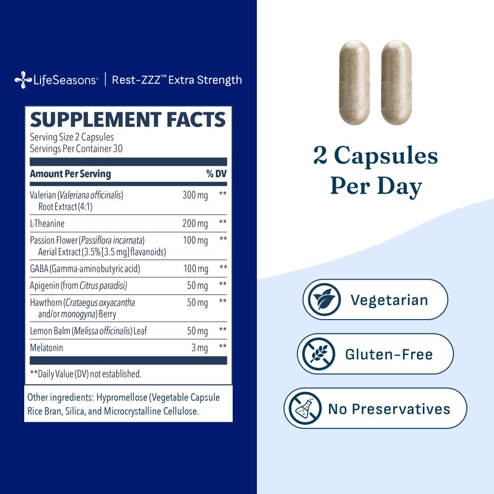 Flacon de Rest-ZZZ Extra Strength ouvert avec capsules visibles