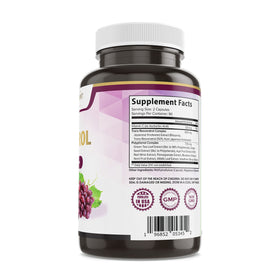 Flacon de Resveratrol 1450mg sur un fond blanc