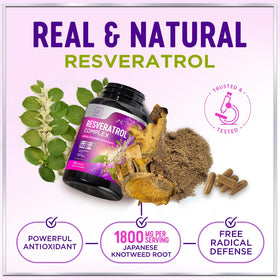 Flacon de resvératrol Hello Lovely! avec des capsules à côté