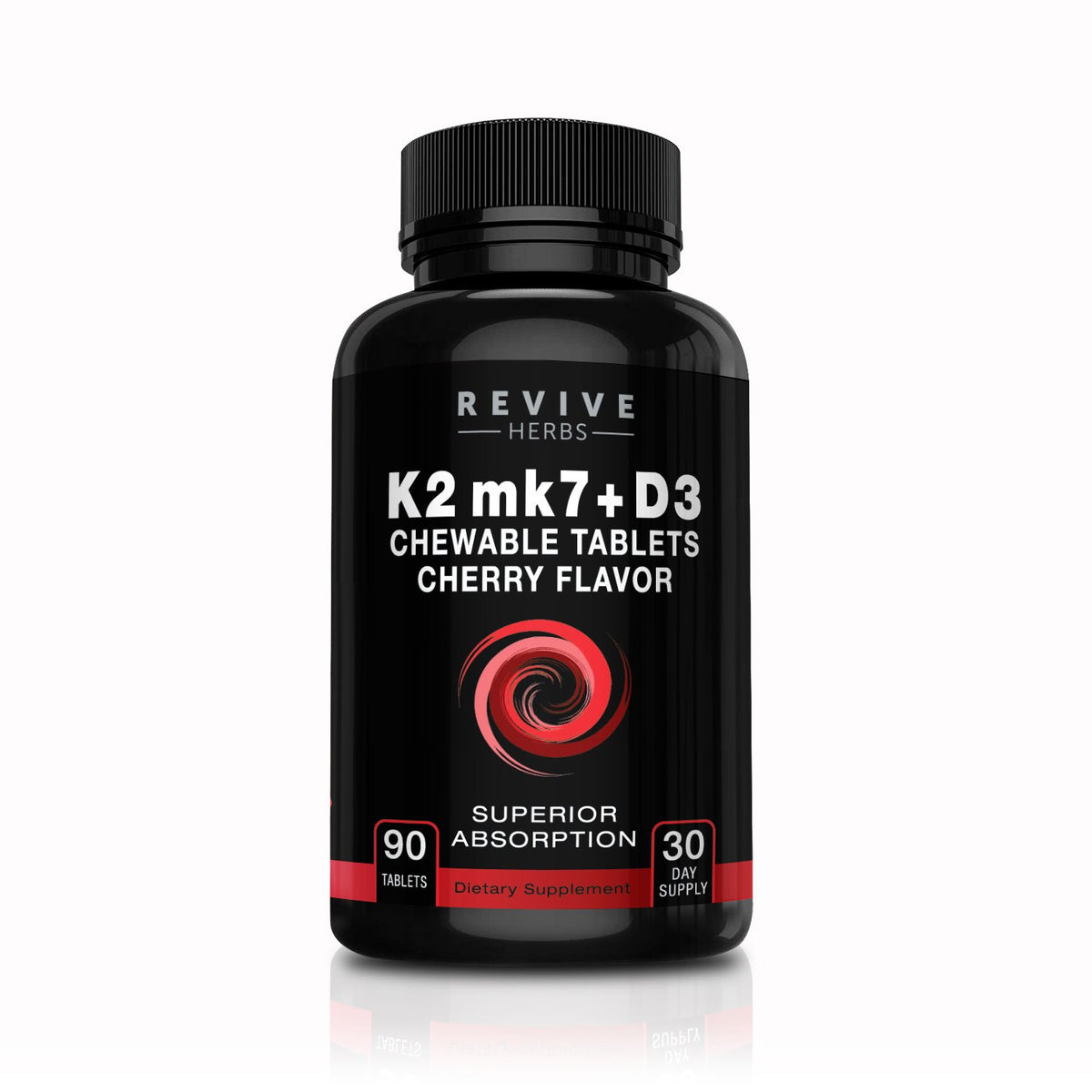 Flacon de Revive Herbs K2 D3 90 comprimés cerise vue de face