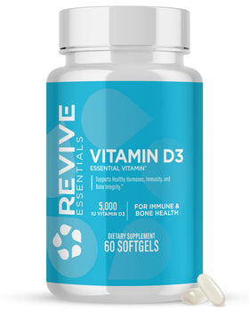 Flacon de Revive Vitamine D3 5000 IU 60 gélules végétales