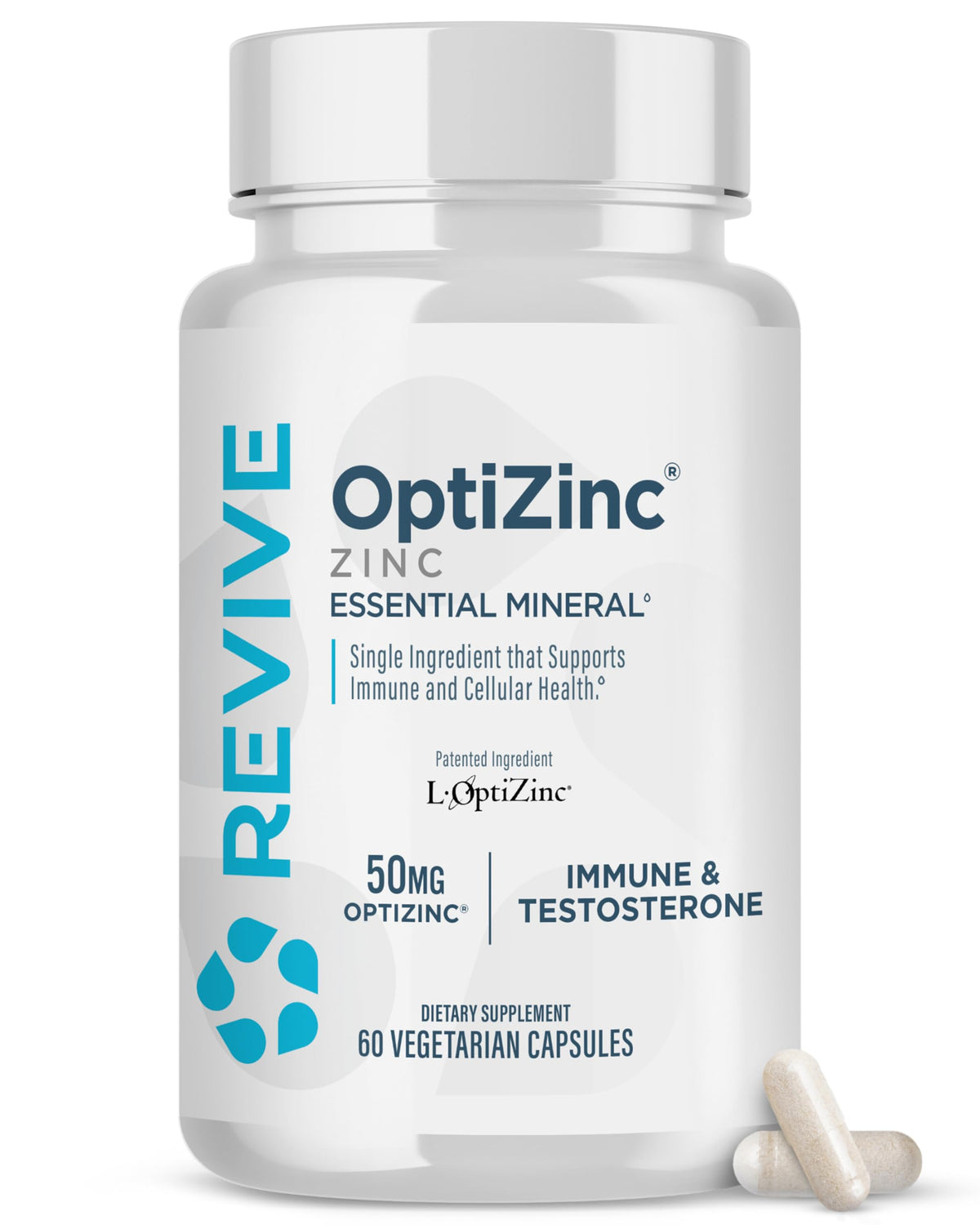 Flacon de Revive Zinc 50mg contenant 60 capsules