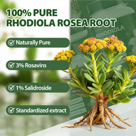 Flacon de Rhodiola Rosea NOQONME sur une table
