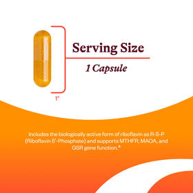 Flacon de riboflavine Seeking Health 400 mg, étiquette bien visible