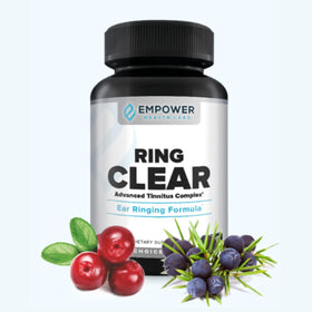 Flacon de Ring Clear ouvert avec capsules visibles à l'intérieur