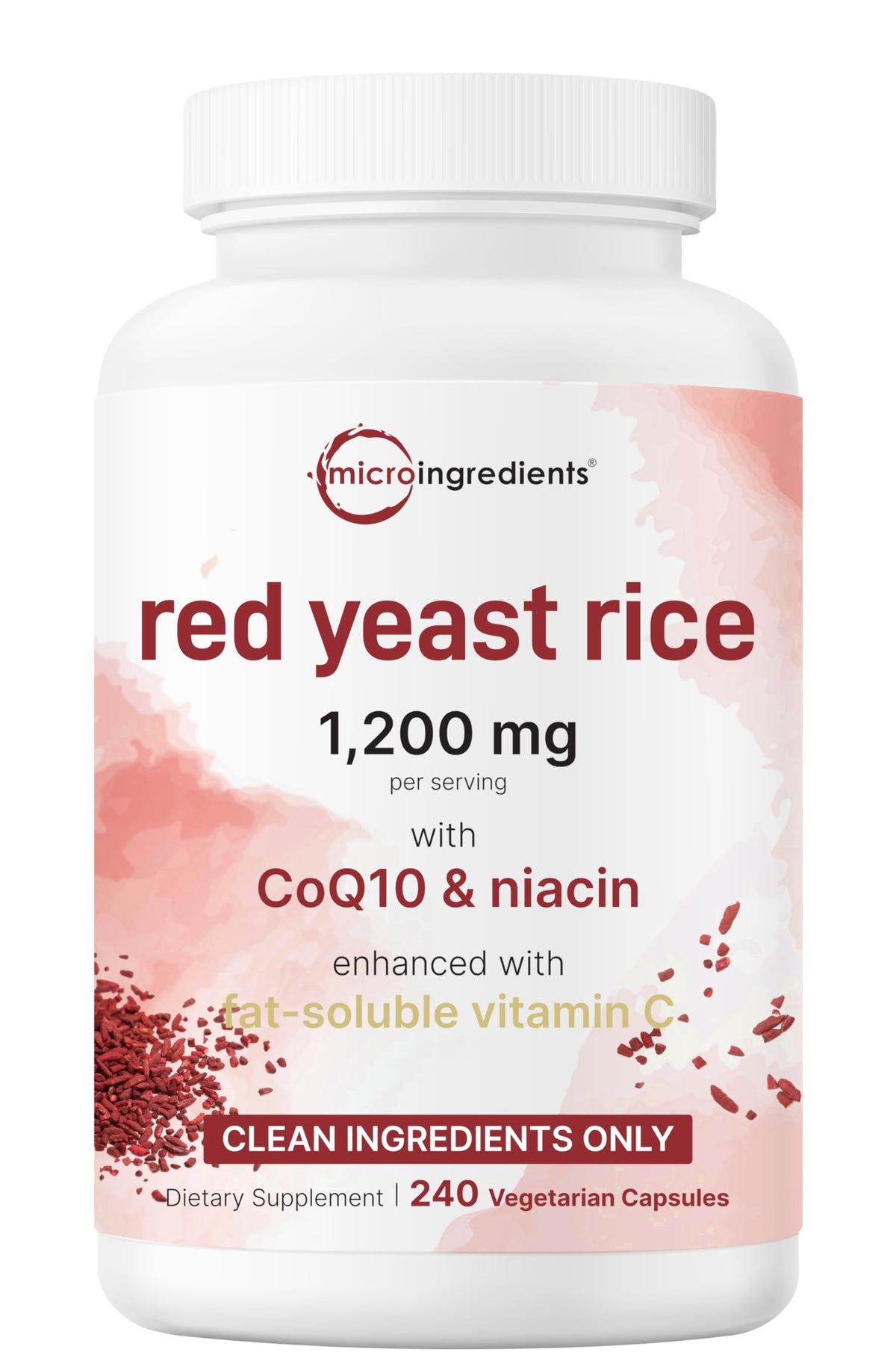 Flacon de Riz de Levure Rouge Micro Ingredients 1200mg 240 Capsules Végétales
