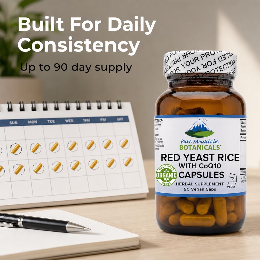 Flacon de Riz Rouge 600mg avec CoQ10 sur un fond neutre