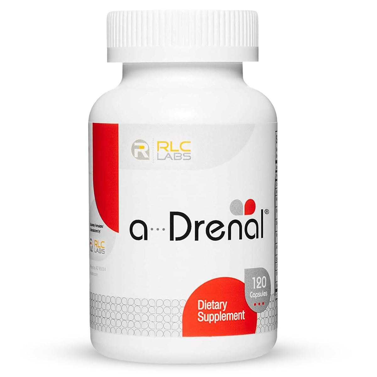 Flacon de RLC Labs a-Drenal 120 capsules vue de face