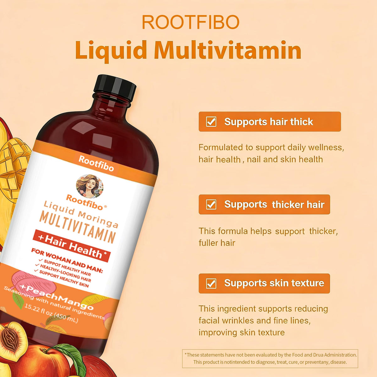 Flacon de Rootfibo Multivitamine Liquide avec étiquette clairement visible