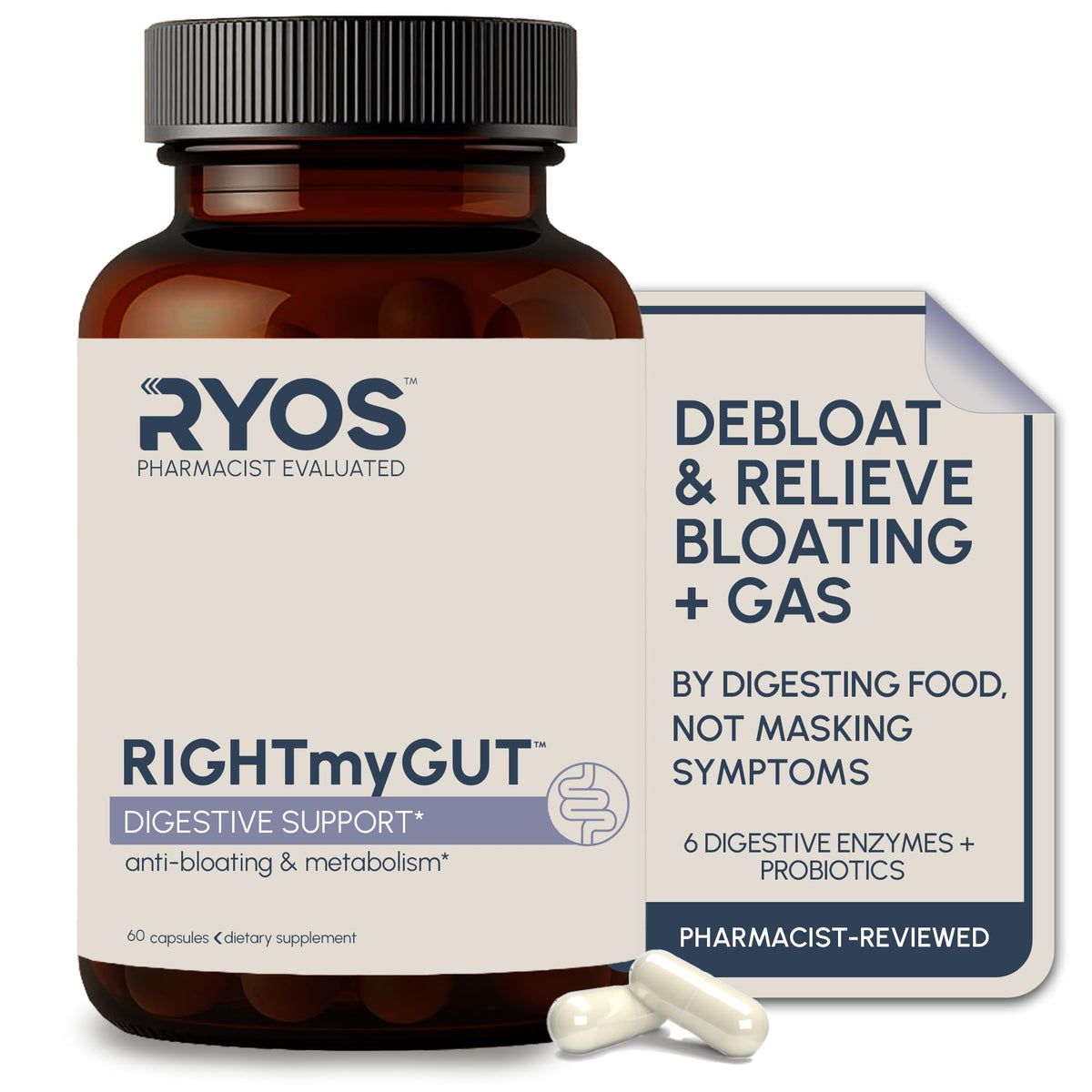 Flacon de RYOS Compléments Alimentaires Multi-Enzymes 60 capsules