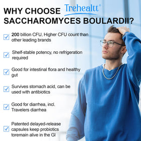 Flacon de Saccharomyces Boulardii Trehealtt, étiquette avec ingrédients