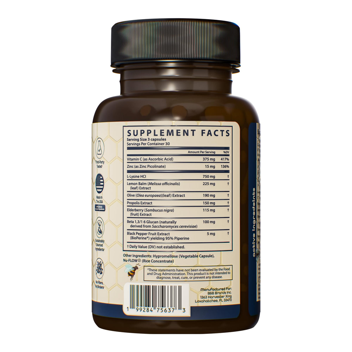 Flacon de Samara 888 L-Lysine sur un comptoir