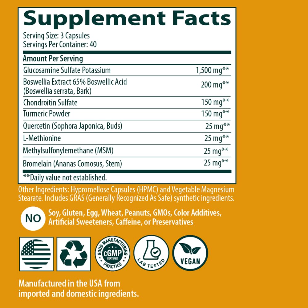 Flacon de Sanar Naturals Glucosamine Chondroitin MSM Turmeric ouvert