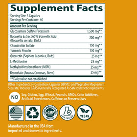 Flacon de Sanar Naturals Glucosamine Chondroitin MSM Turmeric ouvert
