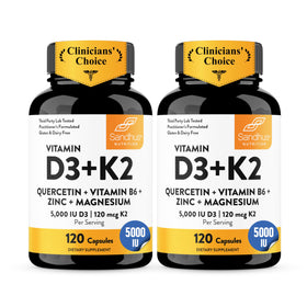Flacon de Sandhu's D3 K2 5000 IU 240 capsules vue de face