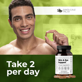 Flacon de Santa Cruz Paleo Peau & Yeux ouvert avec capsules à l'intérieur