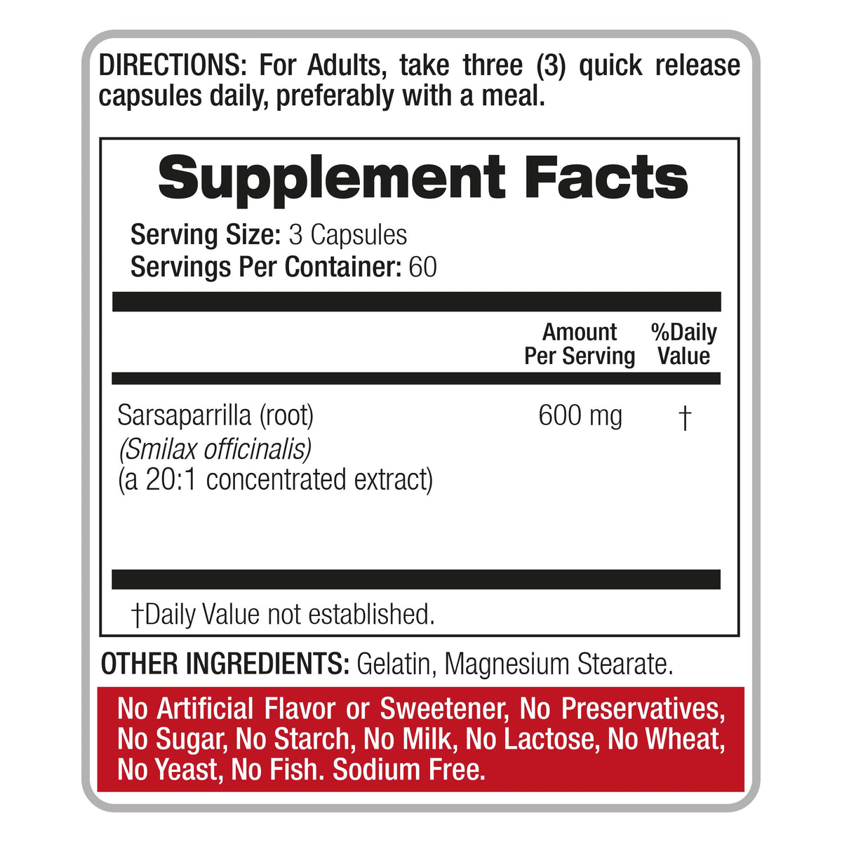 Flacon de Sarsaparilla FITO MEDIC'S avec étiquette et informations sur le produit