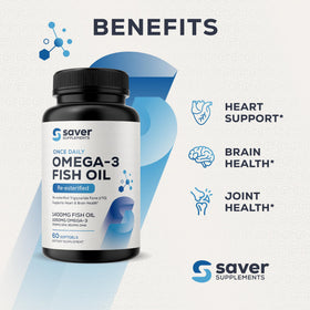 Flacon de Saver Supplements Huile de Poisson Omega 3 60 gélules