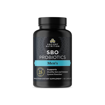 Flacon de SBO Probiotiques Hommes Ancient Nutrition contenant 60 capsules
