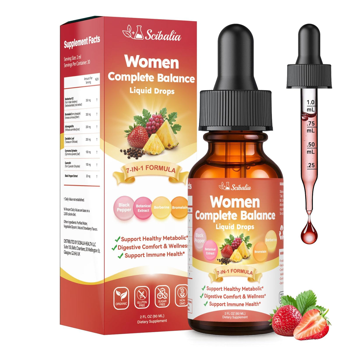 Flacon de Scibalia Rituel Liquide Biofilm Intestinal 7-en-1 150g vue de face