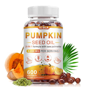 Flacon de SCOLA Huile de Graines de Citrouille 3200mg avec Saw Palmetto