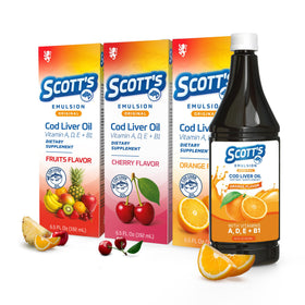 Flacon de SCOTT'S EMULSION Huile de Foie de Morue 6,5 fl oz saveur Orange