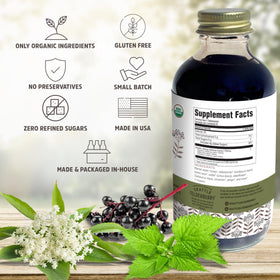 Flacon de Seattle Elderberry Complément Alimentaire Bio avec étiquette
