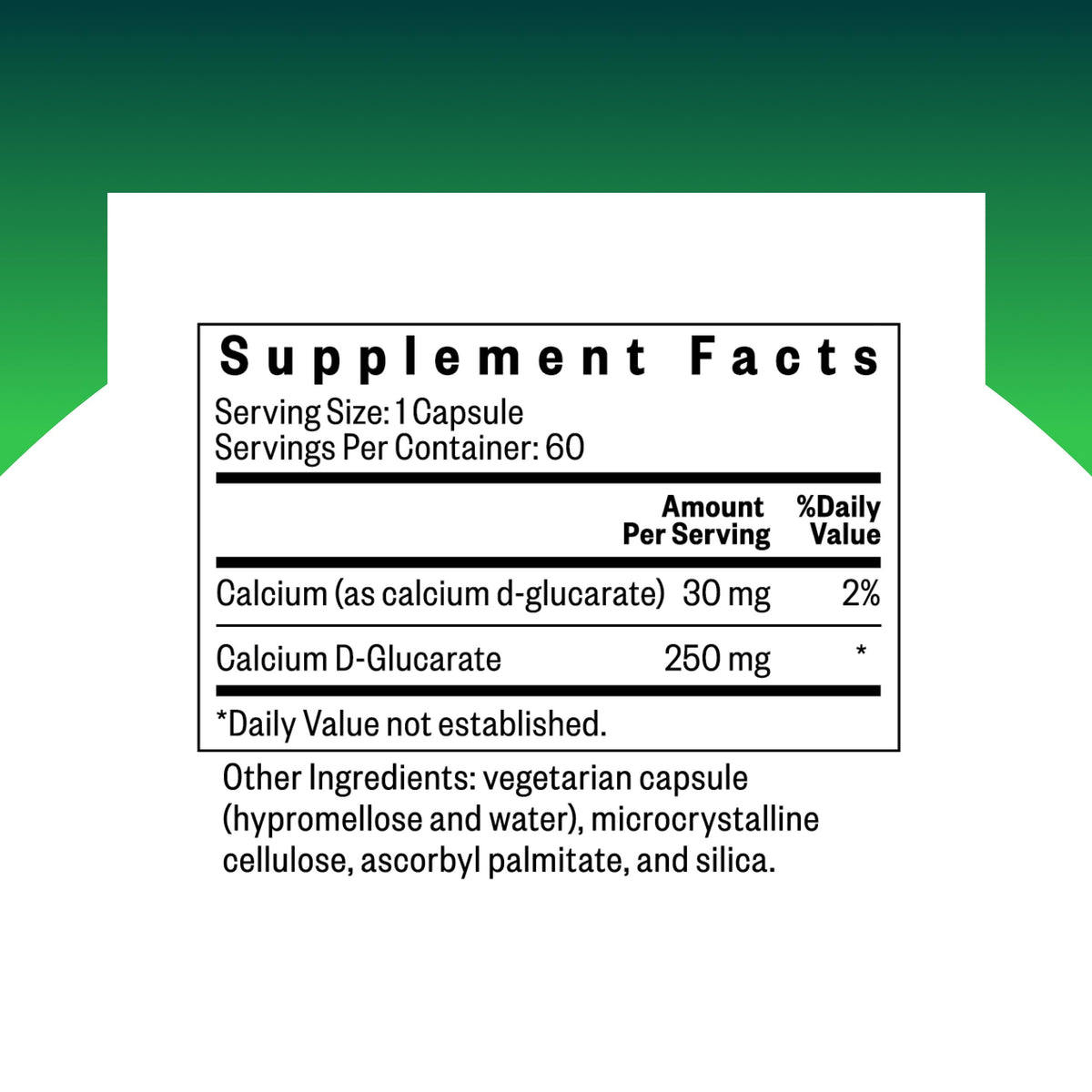 Flacon de Seeking Health Calcium D-Glucarate avec étiquette visible