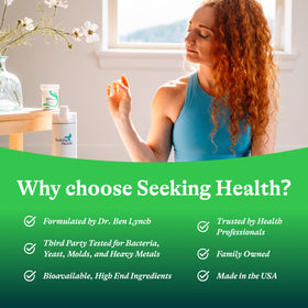 Flacon de Seeking Health ProBiota Bifidobacterium sur un fond neutre