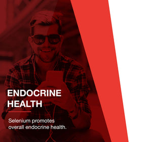Flacon de sélénium 200 mcg avec capsules à côté