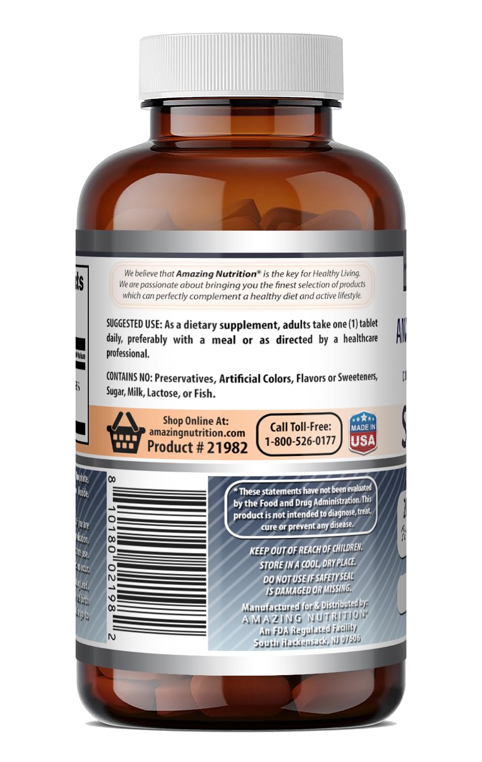 Flacon de sélénium Amazing Nutrition avec une prise de comprimé