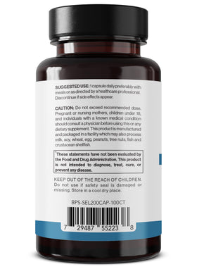 Flacon de sélénium BETTER PLACE ORGANICS avec capsules à côté